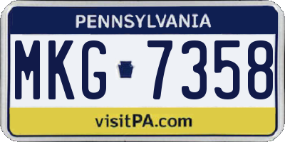 PA license plate MKG7358