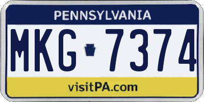 PA license plate MKG7374
