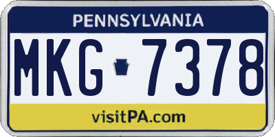 PA license plate MKG7378