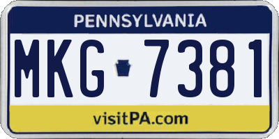 PA license plate MKG7381