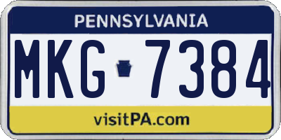 PA license plate MKG7384