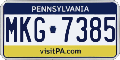 PA license plate MKG7385