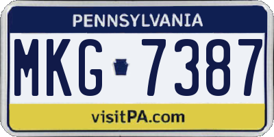 PA license plate MKG7387