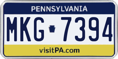 PA license plate MKG7394