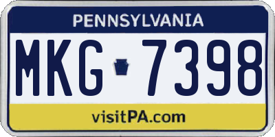 PA license plate MKG7398