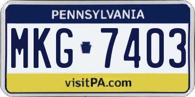 PA license plate MKG7403