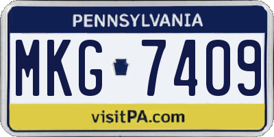 PA license plate MKG7409