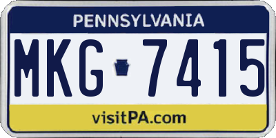 PA license plate MKG7415