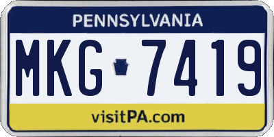 PA license plate MKG7419
