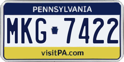 PA license plate MKG7422