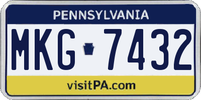 PA license plate MKG7432