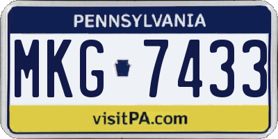 PA license plate MKG7433