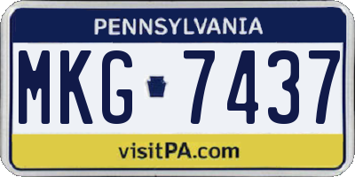 PA license plate MKG7437