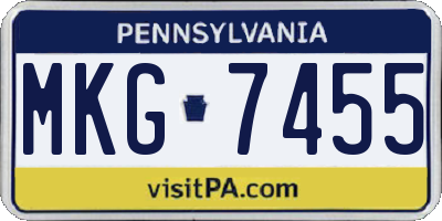 PA license plate MKG7455