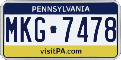 PA license plate MKG7478