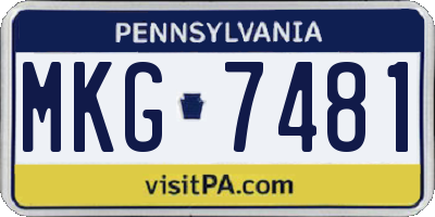 PA license plate MKG7481