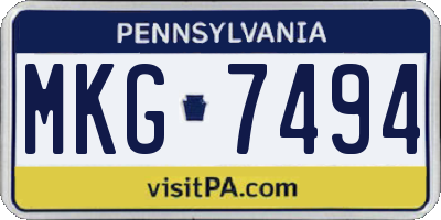 PA license plate MKG7494
