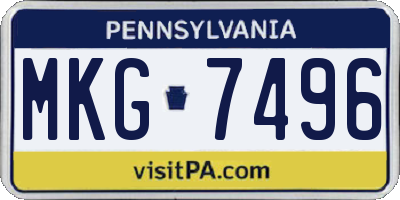 PA license plate MKG7496