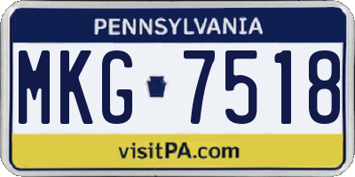 PA license plate MKG7518