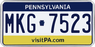 PA license plate MKG7523