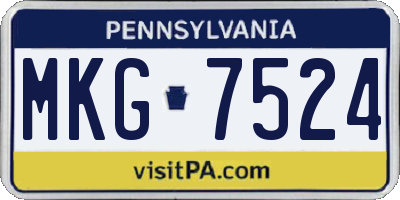 PA license plate MKG7524