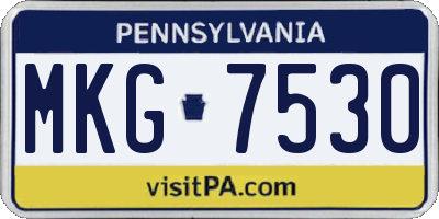 PA license plate MKG7530
