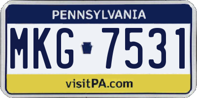 PA license plate MKG7531
