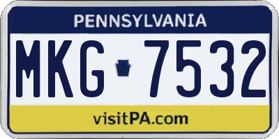 PA license plate MKG7532