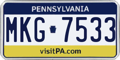 PA license plate MKG7533