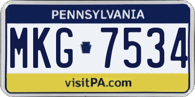 PA license plate MKG7534