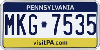 PA license plate MKG7535