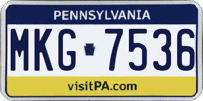 PA license plate MKG7536
