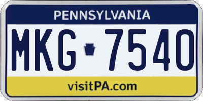 PA license plate MKG7540