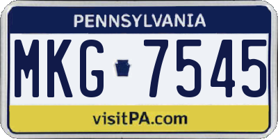 PA license plate MKG7545