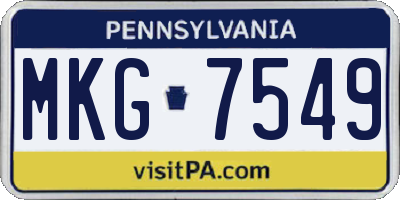 PA license plate MKG7549