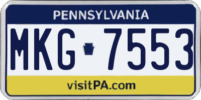 PA license plate MKG7553