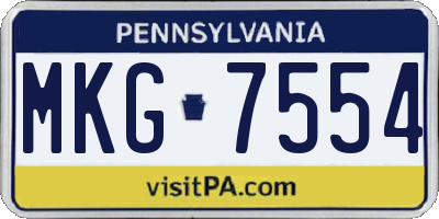 PA license plate MKG7554