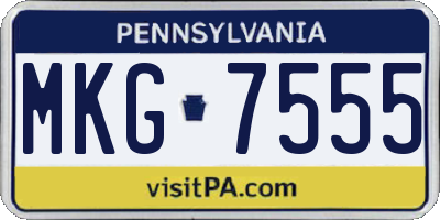 PA license plate MKG7555
