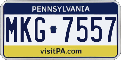 PA license plate MKG7557