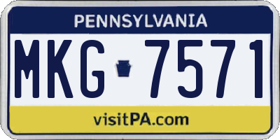 PA license plate MKG7571
