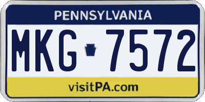 PA license plate MKG7572