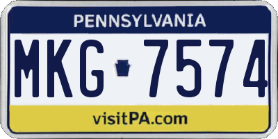 PA license plate MKG7574