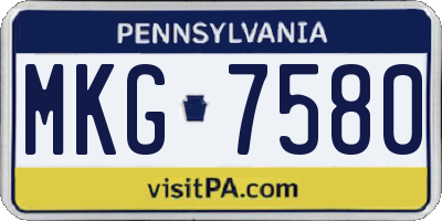 PA license plate MKG7580