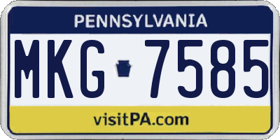 PA license plate MKG7585
