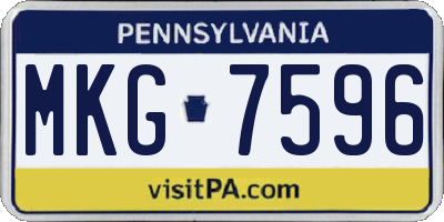 PA license plate MKG7596