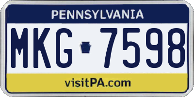 PA license plate MKG7598