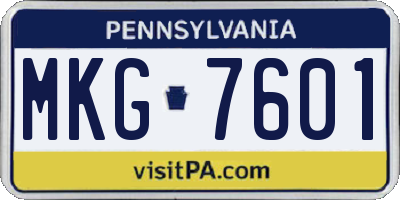 PA license plate MKG7601