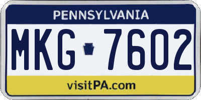 PA license plate MKG7602