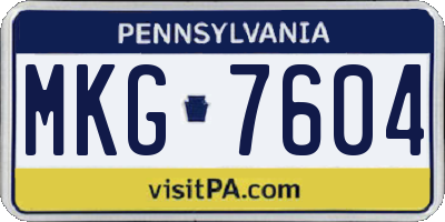 PA license plate MKG7604