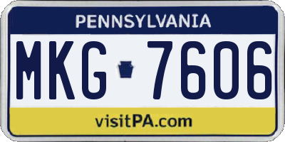 PA license plate MKG7606